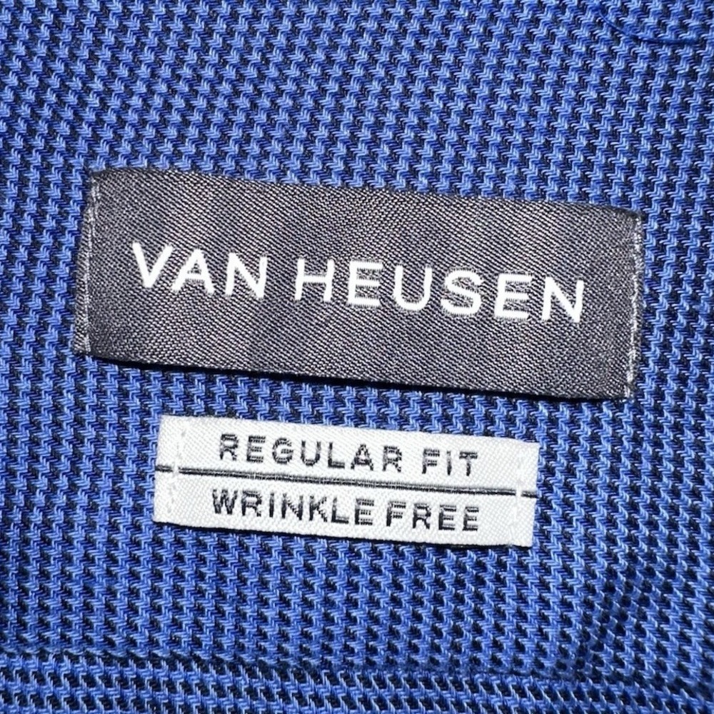 Van Heusen Men's Blue Wrinkle Resistant Dress Shirt XL 17-17.5 32/33 Regular Fit